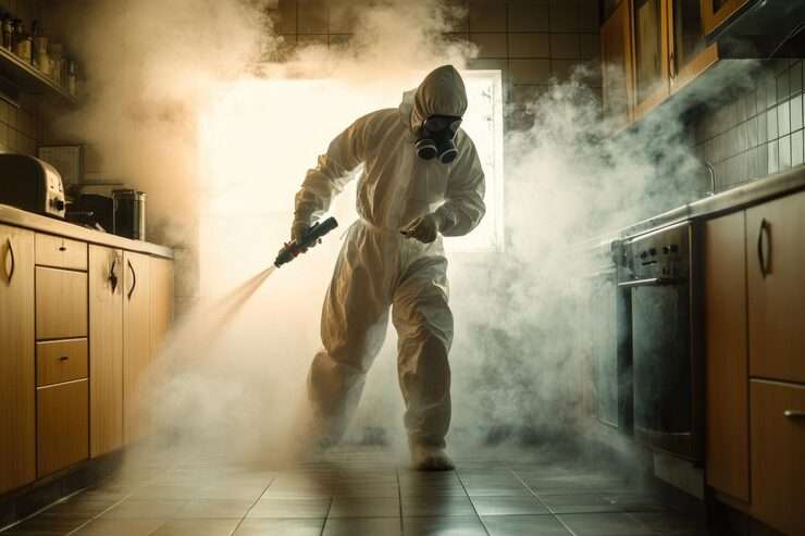 Crew coordinating vessel service at terminal